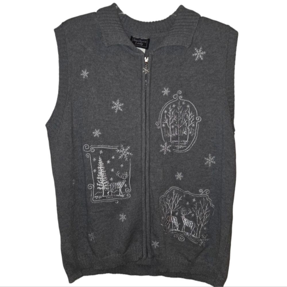 Southern Lady Christmas Holiday Embroidered Sweater Vest